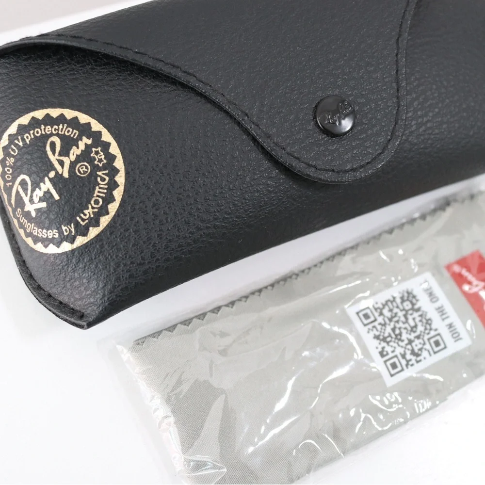 Ray-Ban Black Sunglasses Case with Gray Cleaning Cloth